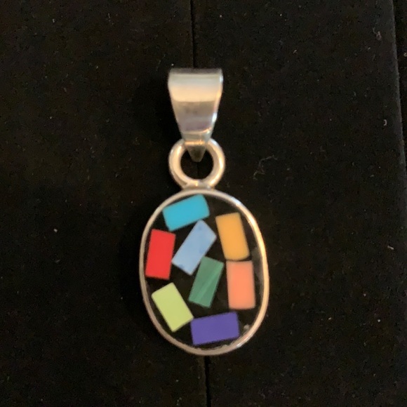 Silver and multi-colored pendant - Picture 2 of 3